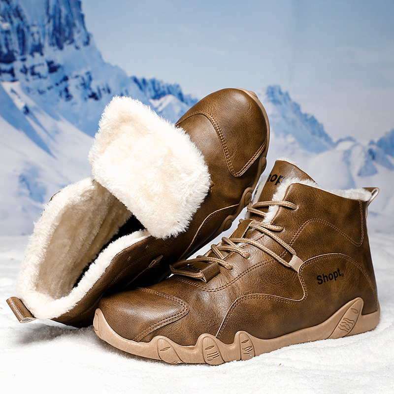 男鞋冬季加绒高帮豆豆鞋韩版潮流网红青年保暖棉靴ins机车棉鞋男