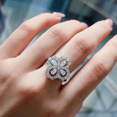 HW女款纯银满钻轻奢高级戒指钻戒