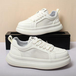 厚底增高休闲板鞋男2026夏新款网面透气小白鞋时尚百搭简约运动鞋