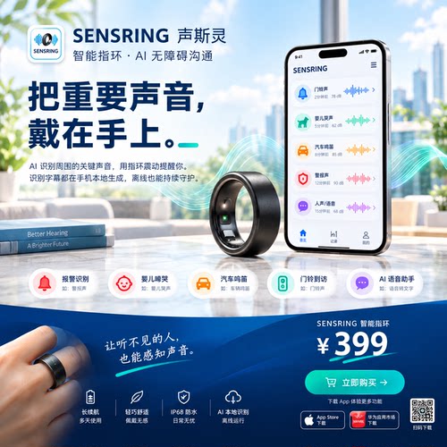 声斯灵智能指环听障震动提醒