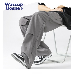 wassup uosne夏季宽松四面弹伞兵裤子男款技能运动直筒工装休闲裤