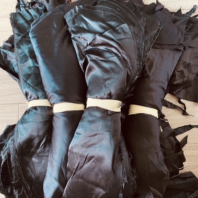 黑色刀口真丝素绉缎100%桑蚕丝