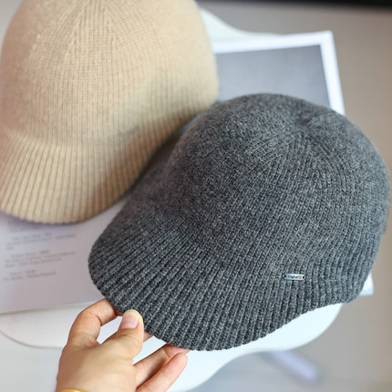 帽范 复古文艺老钱风秋冬羊毛针织鸭舌帽女休闲百搭前进帽大头围