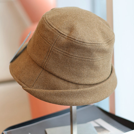 帽范 多种戴法~日搭休闲后翻边渔夫帽子女秋冬保暖简约毛呢盆帽潮