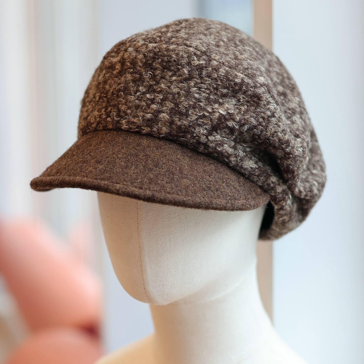 复古混色羊毛圈纱捏褶报童帽秋冬