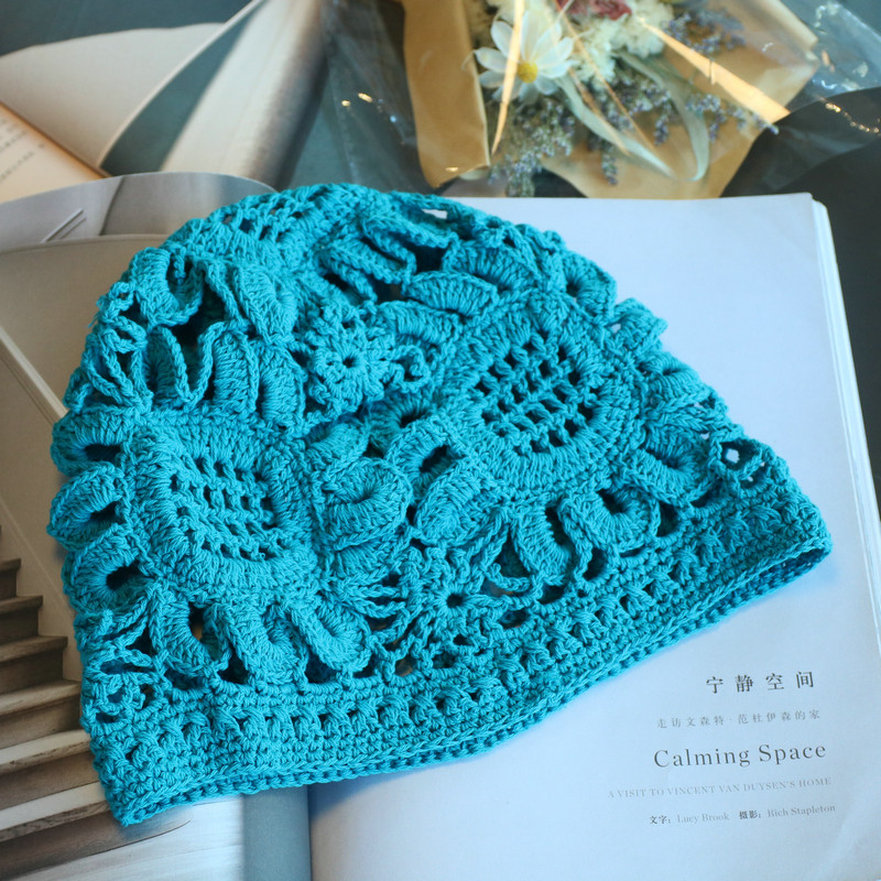 帽范 民族异域风加宽手钩向日葵复古包头帽春夏镂空棉线针织帽,服饰配件/皮带/帽子/围巾,帽子,淘宝优惠券,粉丝福利购,淘宝优惠卷