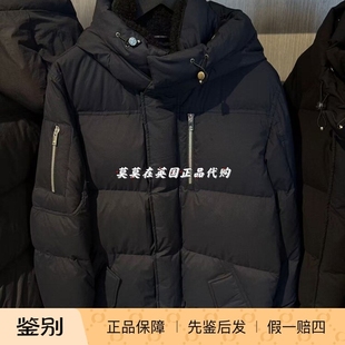 英国代购Moose Knuckles慕瑟纳可 9折小剪刀装饰 男士黑色羽绒服