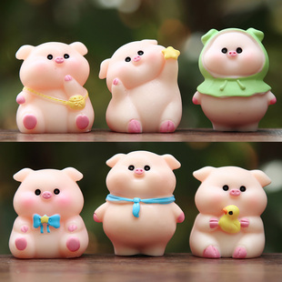 新品 甜梦雨衣小猪公仔系列盲盒可爱小猪猪仿真动物模型摆件小礼物