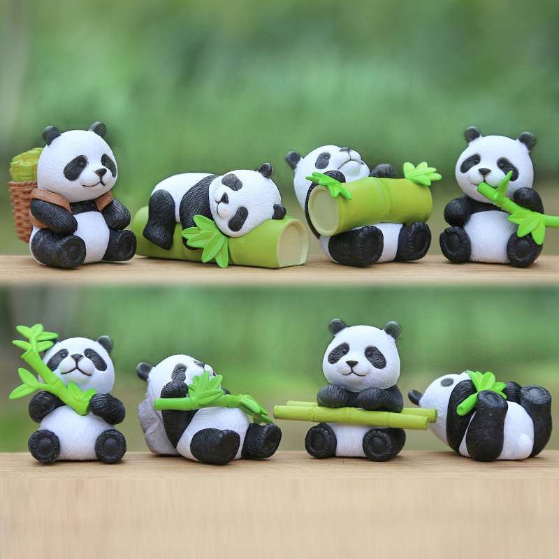 新品国潮勤劳熊猫Panda系列盲盒公仔手办可爱潮玩动物摆件小礼物