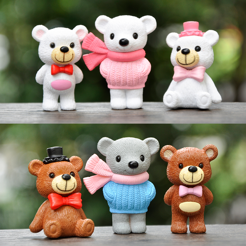 水云左边小摆件领结小熊现货