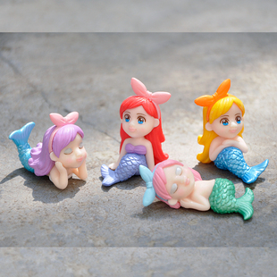 新品 美人鱼宝宝可爱卡通女孩玩具人偶摆件玩偶模型桌面装 饰品盲盒