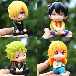 新品Q版动漫海贼王手办模型路飞索隆娜美人偶桌面车载装饰品摆件