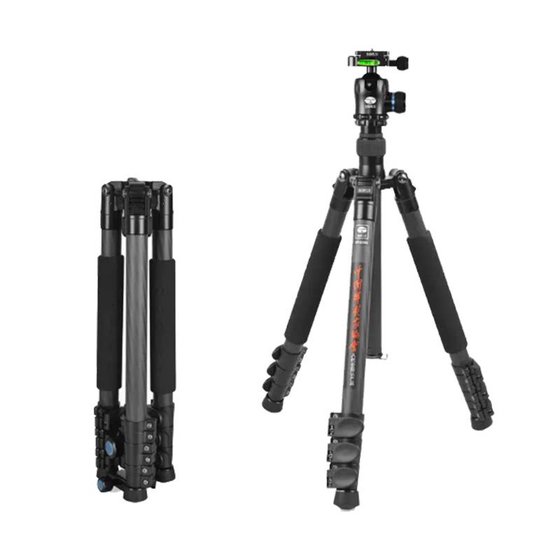 思锐 ET-2204+K20X 单反相机碳纤维三脚架反折扳扣三角架支架