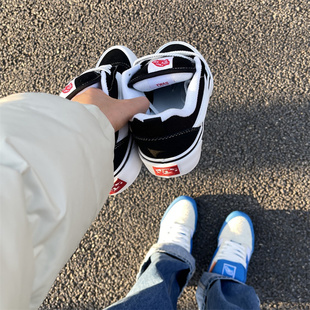 情侣鞋 Knu 百搭款 男女复古休闲板鞋 Skool黑白经典 低帮胖胖面包鞋
