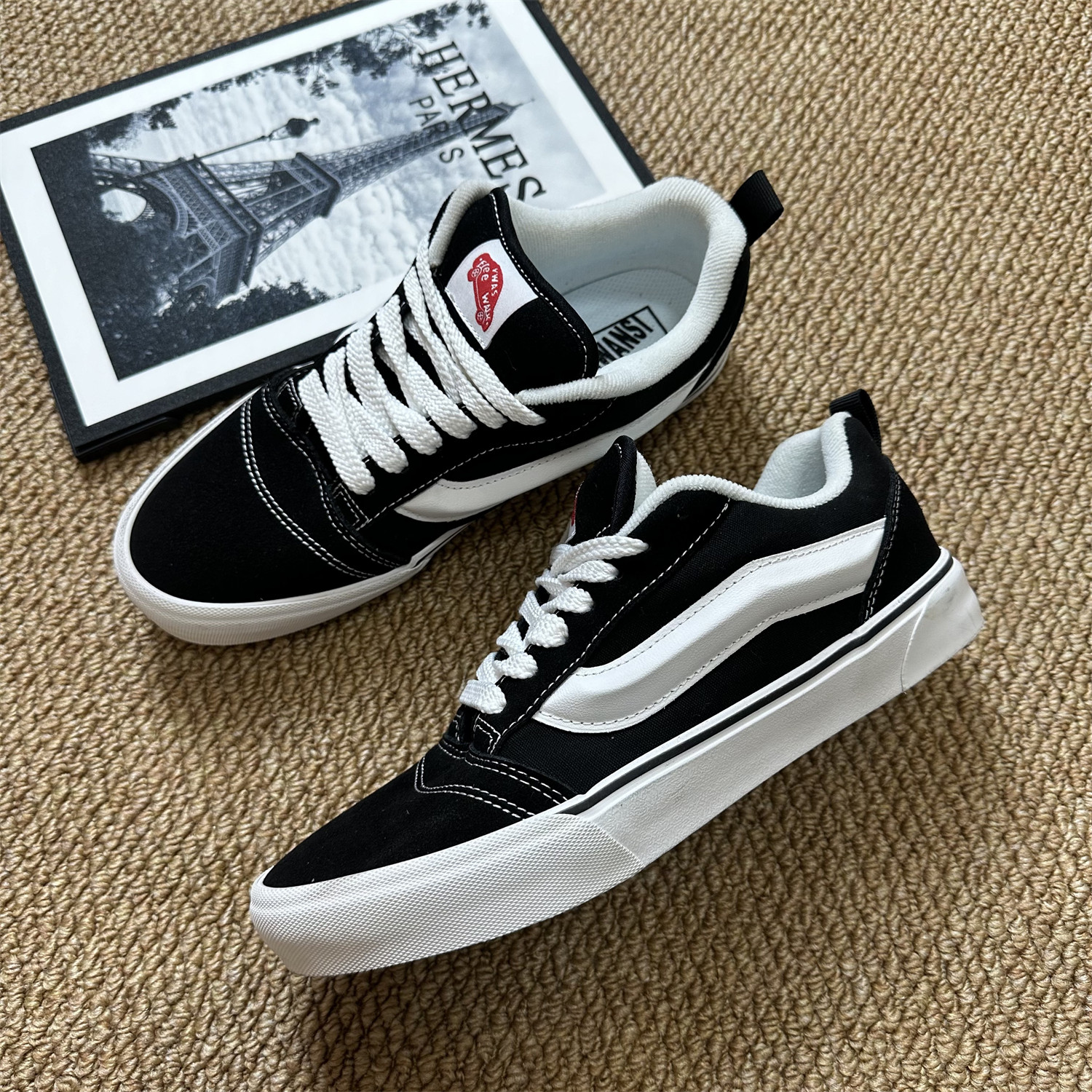 knu skool白黑色时尚蓝棕复古男女滑板鞋运动休闲鞋胖胖面包鞋