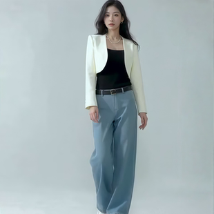 圆角设计小个子皎月白西装 新款 系列2026春秋季 外套女上衣 皎月