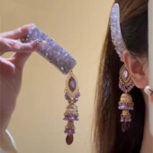 YFEIFEIE新中式 紫色风铃流苏发夹女高级感侧边夹气质刘海夹头饰潮