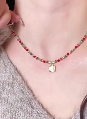 猫眼石项链女爆款复古小众锁骨链