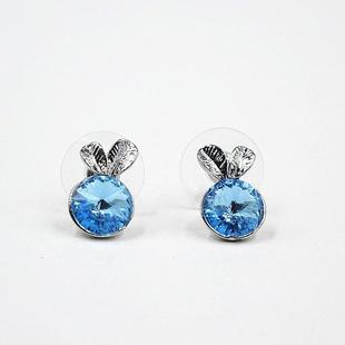 新光饰品气质女韩国银耳针镶嵌奥地利锆石甜美简约精致耳钉