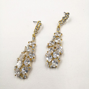 新光夸张耳环欧美气质长款吊坠女简约锆石耳钉百搭耳饰品耳线耳坠