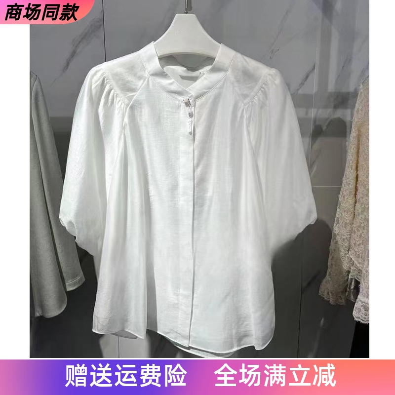 雅美伊芙丽2025夏新款天丝新中式泡泡袖气质百搭衬衫女1G4221521