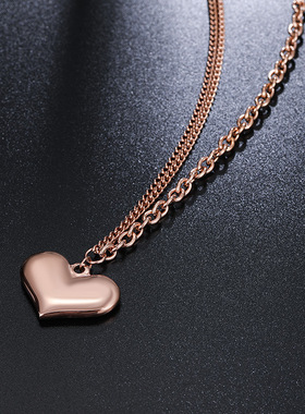 韩版钛钢爱心项链女03