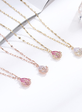 玫瑰金钛钢水滴锁骨链