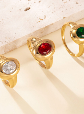 跨境新品不锈钢锆石女戒