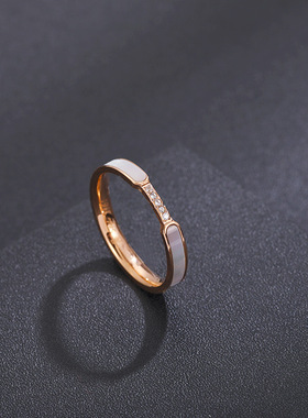 时尚18k玫瑰金白贝壳母贝镶钻