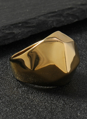 跨境钛钢简约多面亮光戒指