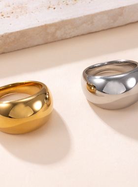 亚马逊新品钛钢弧形光面戒指