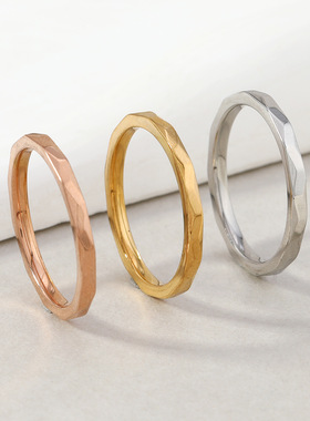 钛钢波浪素圈女戒1225