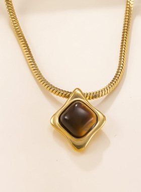 复古简约不锈钢天然石DIY饰品