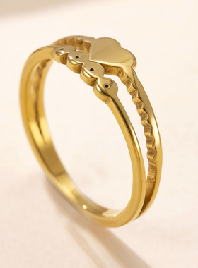 韩版轻奢开口爱心钛钢戒指