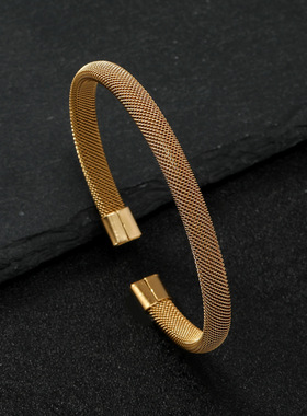 钛钢手镯钢丝网编织百搭