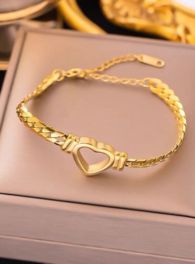 轻奢高级感小众气质钛钢手链金色