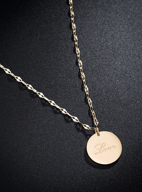 韩版love圆牌钛钢项链