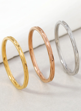 跨境素圈不掉色2mm钛钢戒指