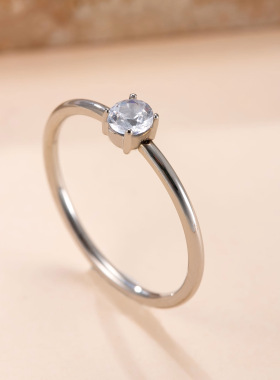 韩版不锈钢六爪钻情侣戒指