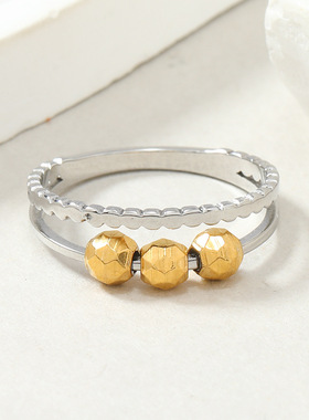 欧美小众钛钢镂空解压戒指