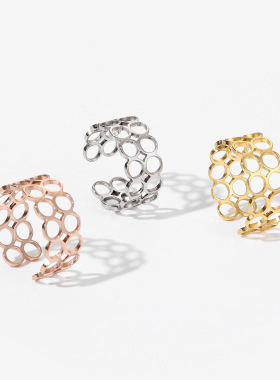 简约钛钢情侣开口戒指