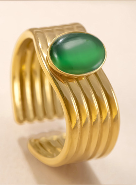 跨境新款不锈钢天然石情侣对戒