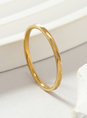 欧美时尚钛钢女戒2mm花纹