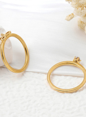 韩版蝴蝶结钛钢情侣对戒