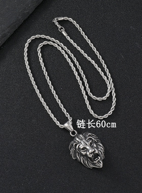 欧美跨境嘻哈饰品个性复古狮子头男士铸造钛钢项链骷髅鬼爪吊坠女
