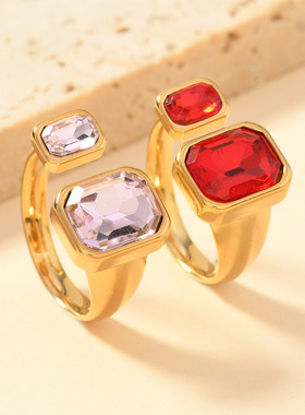 跨境外贸不锈钢锆石戒指批发