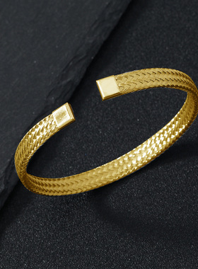 钛钢编织嘻哈开口手镯