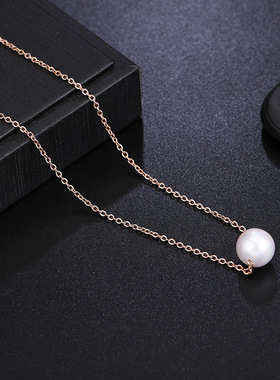 简约玫瑰金珍珠项链43