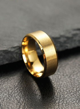 欧美跨境男士8MM哑光钛钢戒指