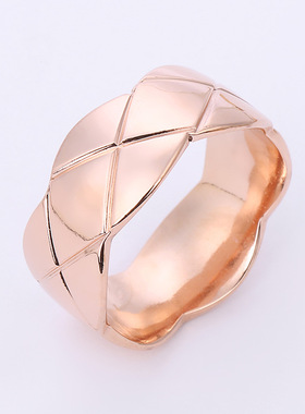 欧美爆款异形波浪菱形钛钢戒指